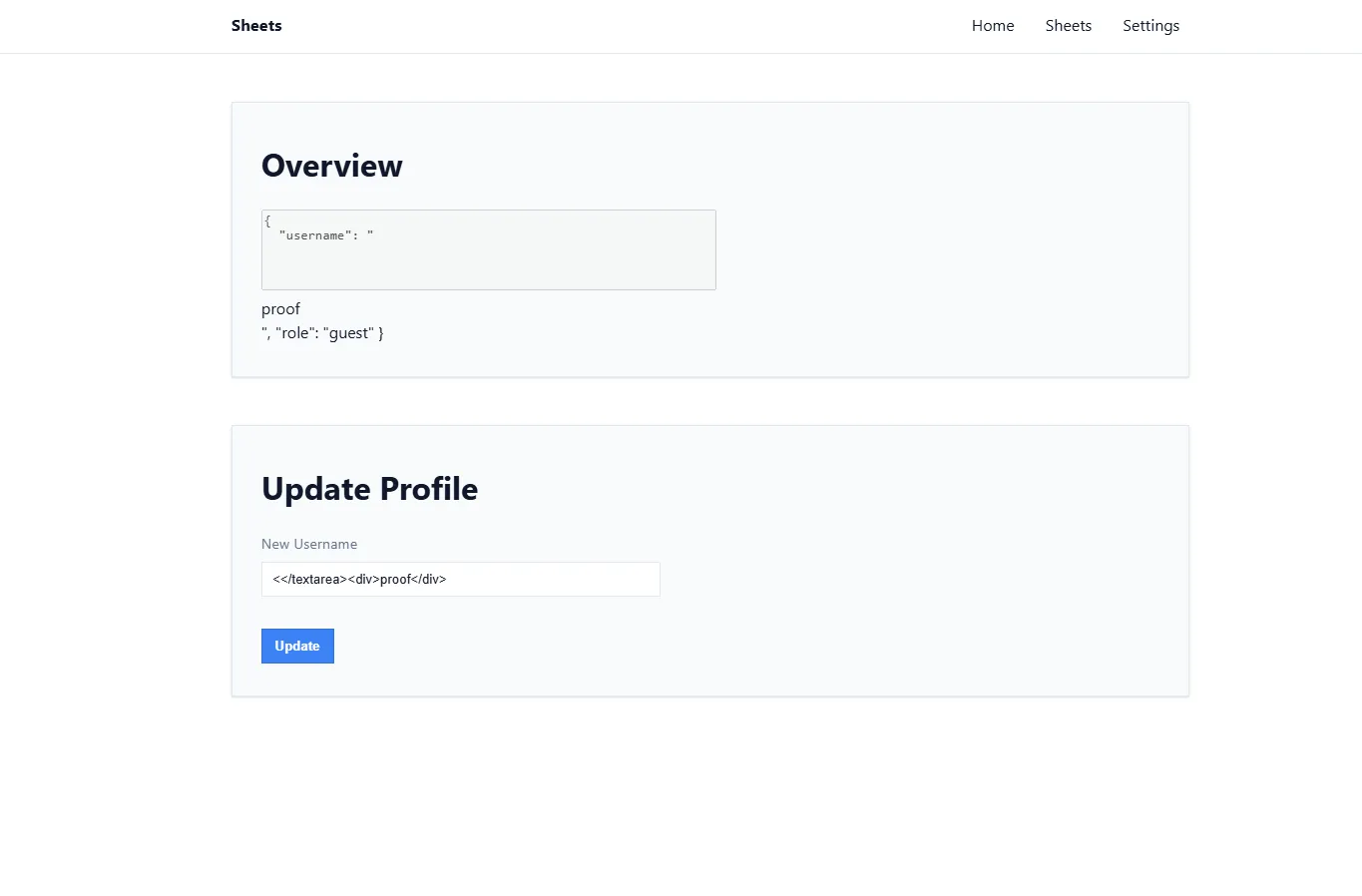 Settings HTML injection proof