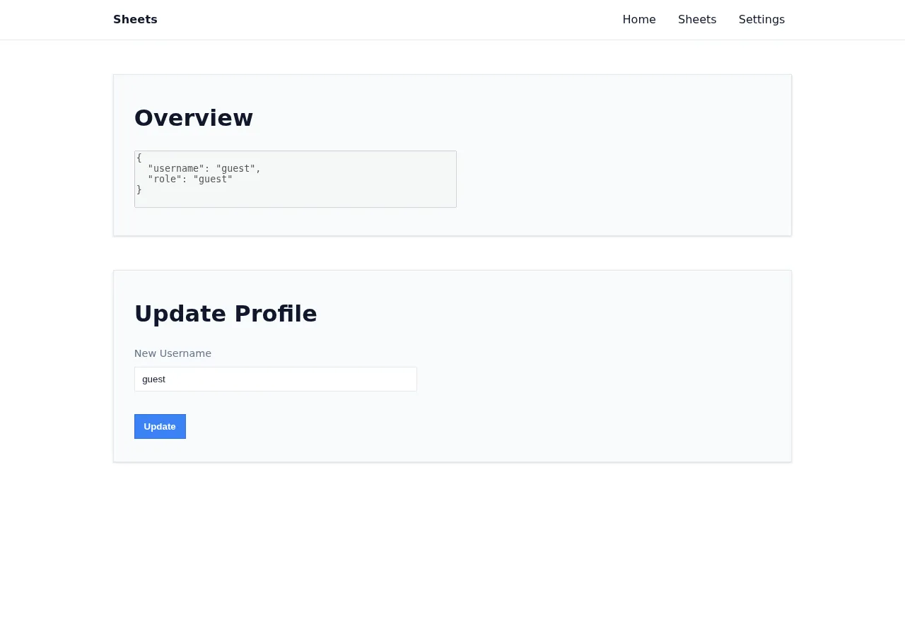 Settings page